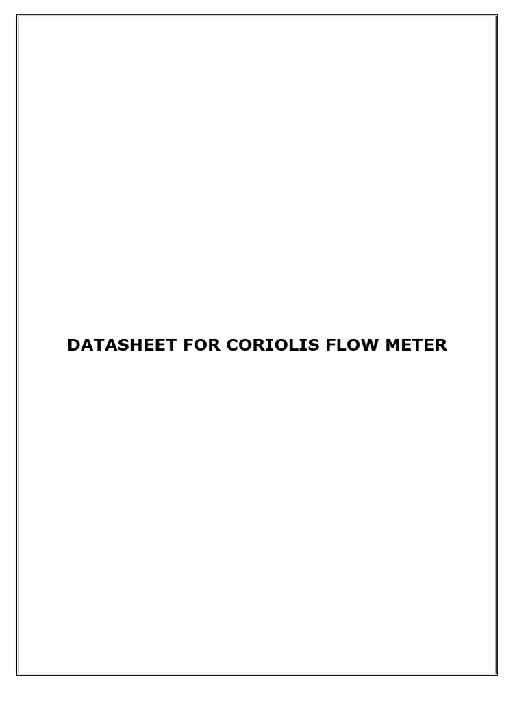 DS - Coriolis Flow Meter | PDF | Flow Measurement | Viscosity