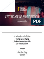 Certificate of Participation: For Participating in The Webinar