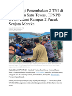 Kronologi Penembakan 2 TNI Di Papua Dan Satu Tewas