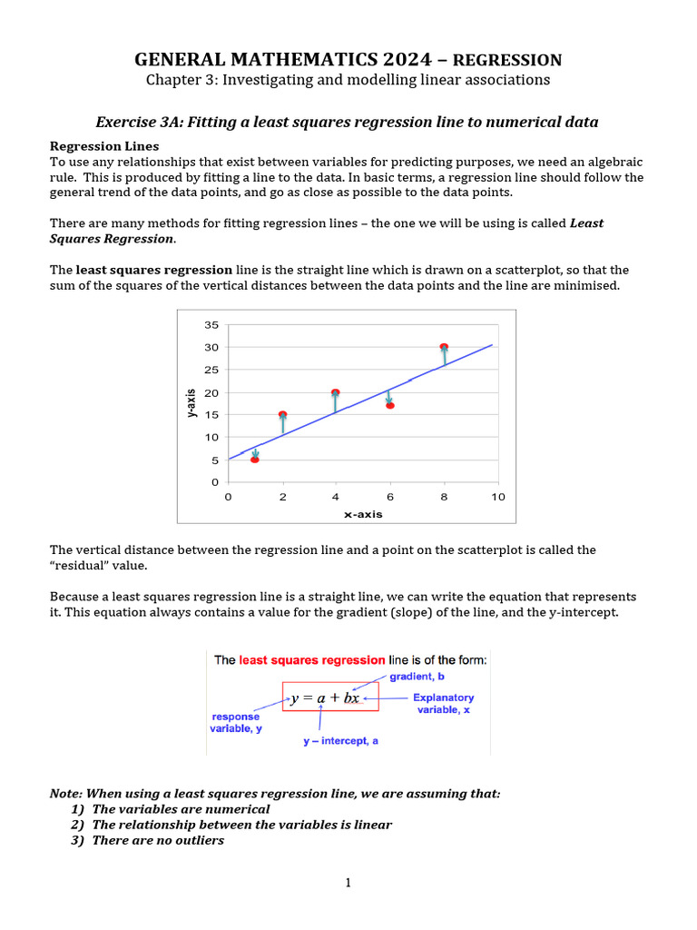 12 Gen Ch3 Least Squares Regression Notes 2024 | PDF | Linear ... image.