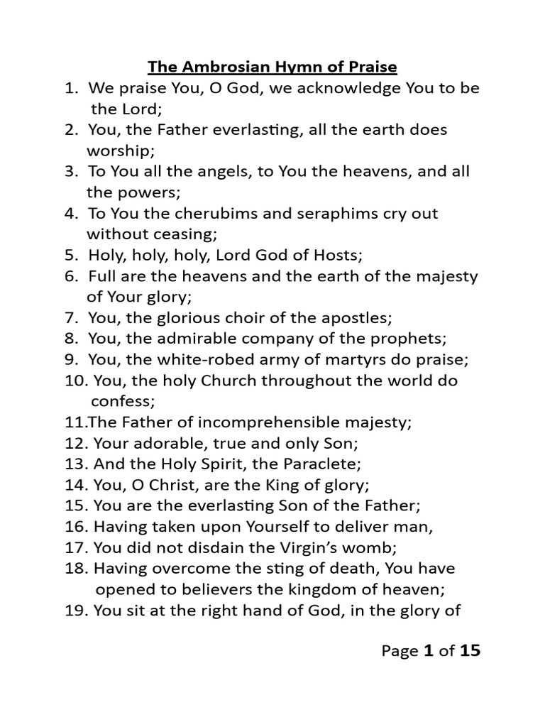 The Ambrosian Hymn of Praise PDF God The Father Trinity