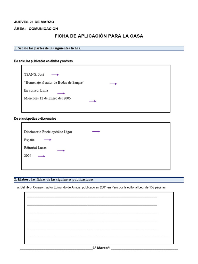 Fichas de Aplicación para Comunicación y Personal Social | PDF ...