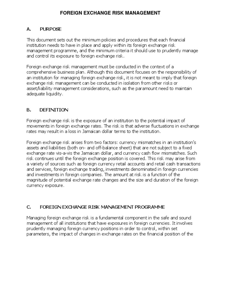 Foreign Exchange Risk Management PDF Foreign Exchange Market Risk