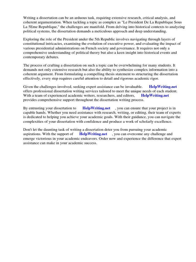 Le President De La Republique Sous La 5eme Republique Dissertation