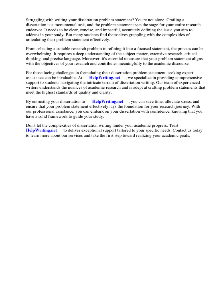 Example of a Dissertation Problem Statement | PDF | Thesis | Essays