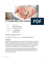 O Cristo Deve Ser Generoso