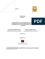 La Informalidad en El Microempresario Peruano: Determinantes, Costos e Implicancias de Politica 2007-2009