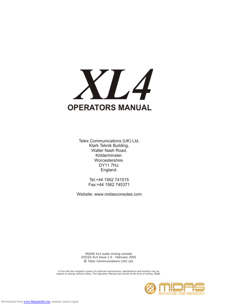 XL4 Manual | Download Free PDF | Equalization (Audio) | Sound Production