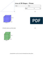Surface Area of 3D Shapes - Prisms - 1