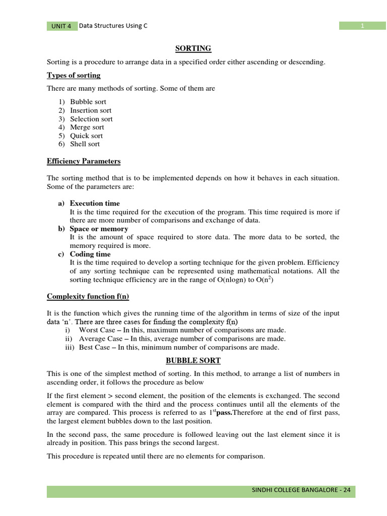 Sorting Algorithms in C | PDF | Computing | Applied Mathematics