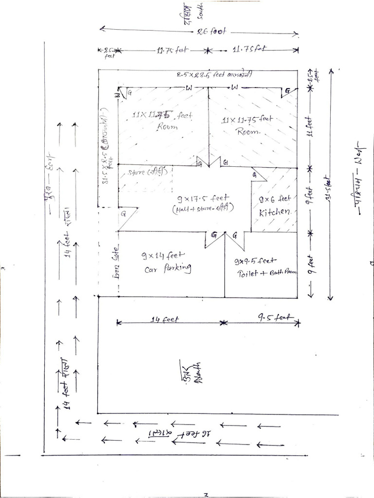 House Layout 32feetx26 Feet | PDF
