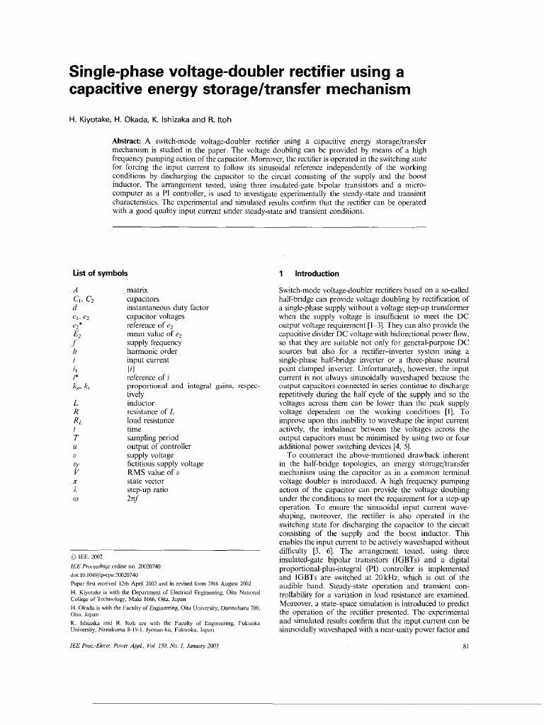 Single-Phase Voltage Doubler Rectifier | PDF | Rectifier | Capacitor