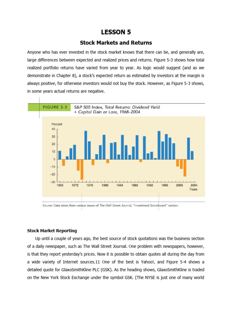 Stock Market and Return | PDF | Stocks | Stock Market