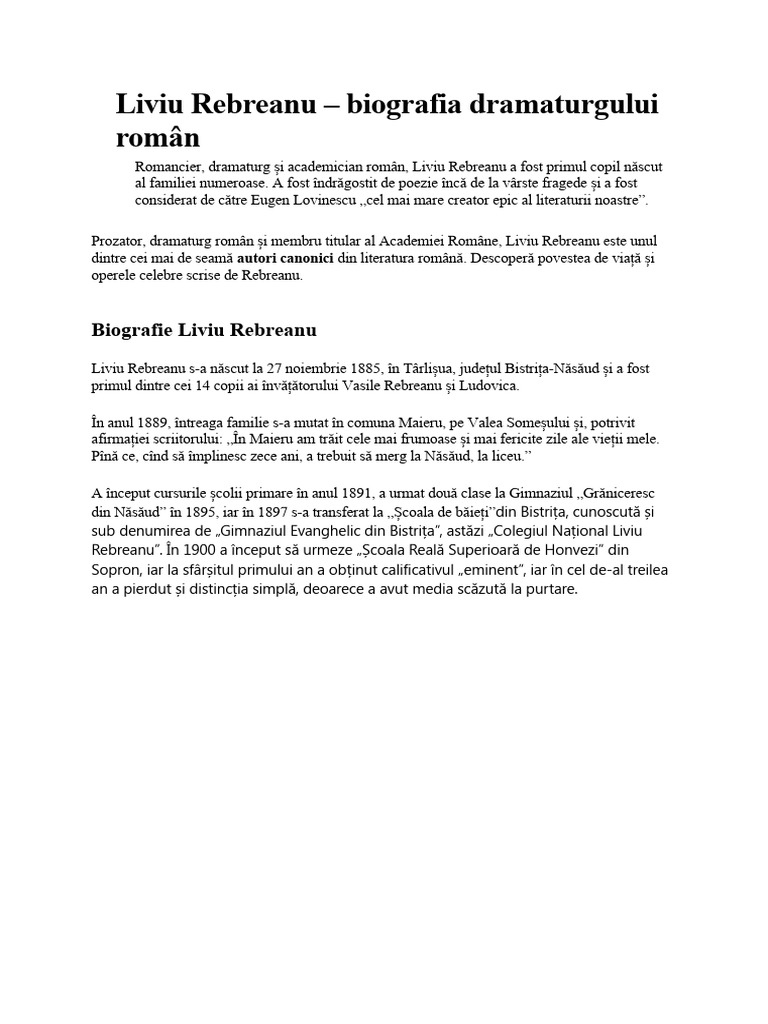 Liviu Rebreanu | PDF