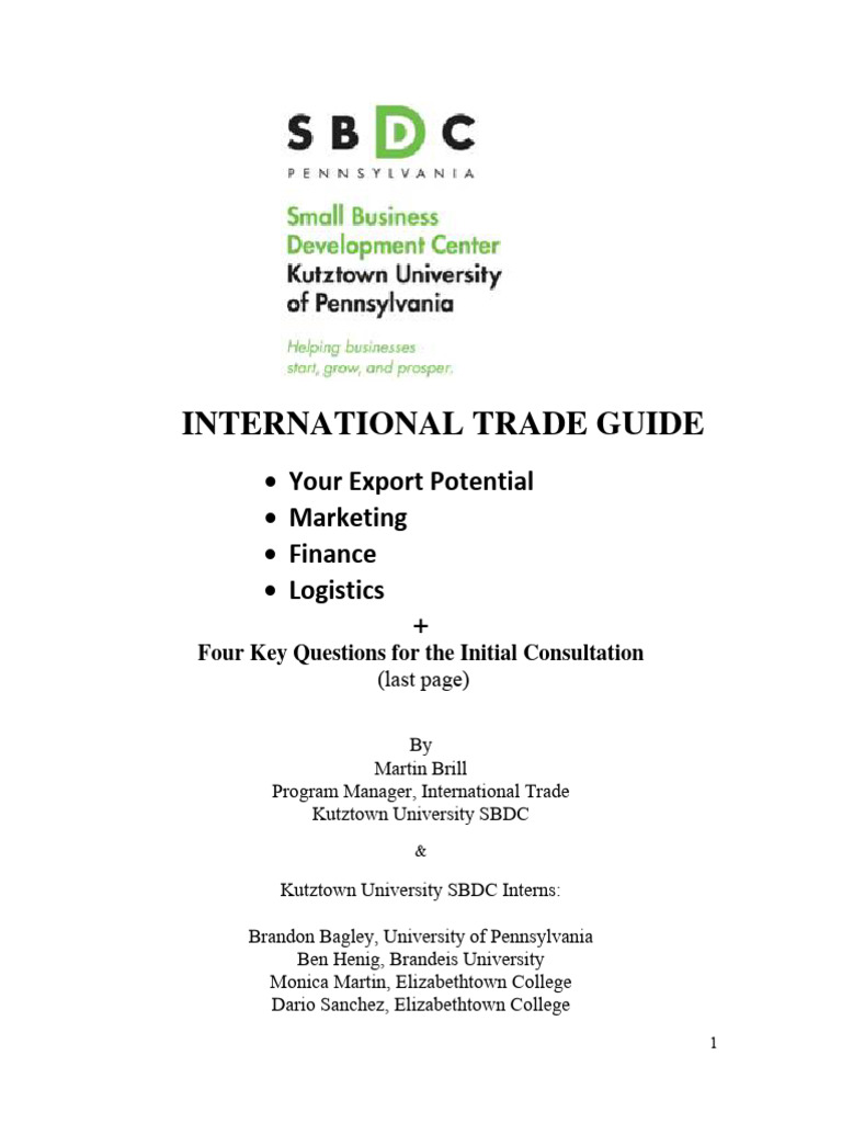 International Trade Guide: Your Export Potential Marketing Finance ...