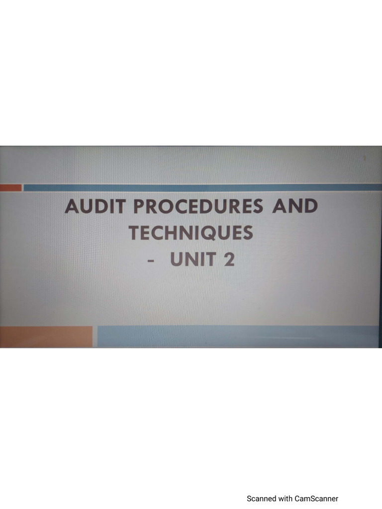 Audit Procedures Techniques Unit 2 Pdf