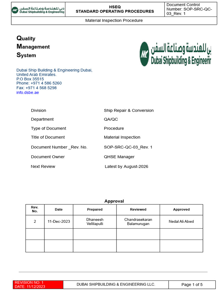 Material Inspection SOP Guidelines | PDF | Quality Assurance | Warehouse