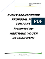 Event Sponsorship Proposal For: Company Presented By: Westrand Youth Development
