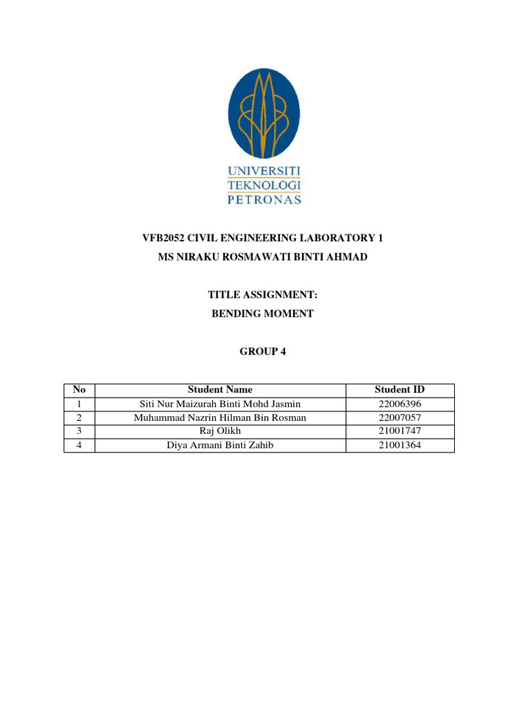 Lab Report Bending Moment G4 PDF Bending Beam (Structure)