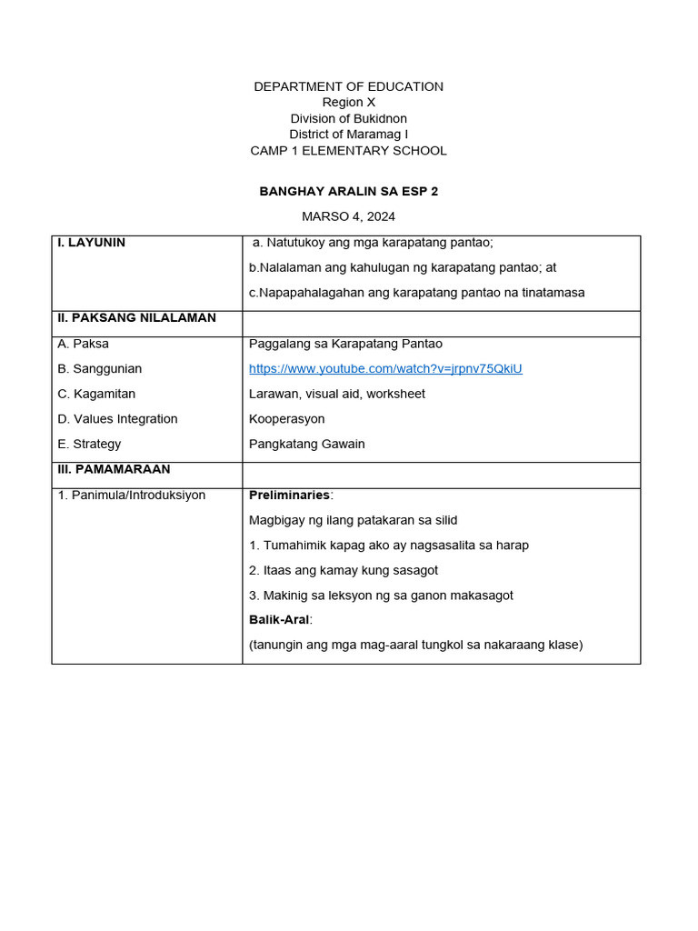 Karapatang Pantao Grade 2 | PDF