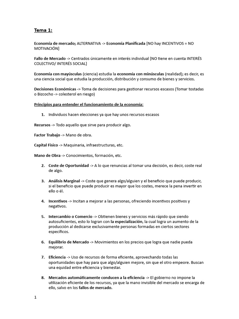 Fundamentos de Economía y Mercado | PDF | Excedente económico | Oferta ...