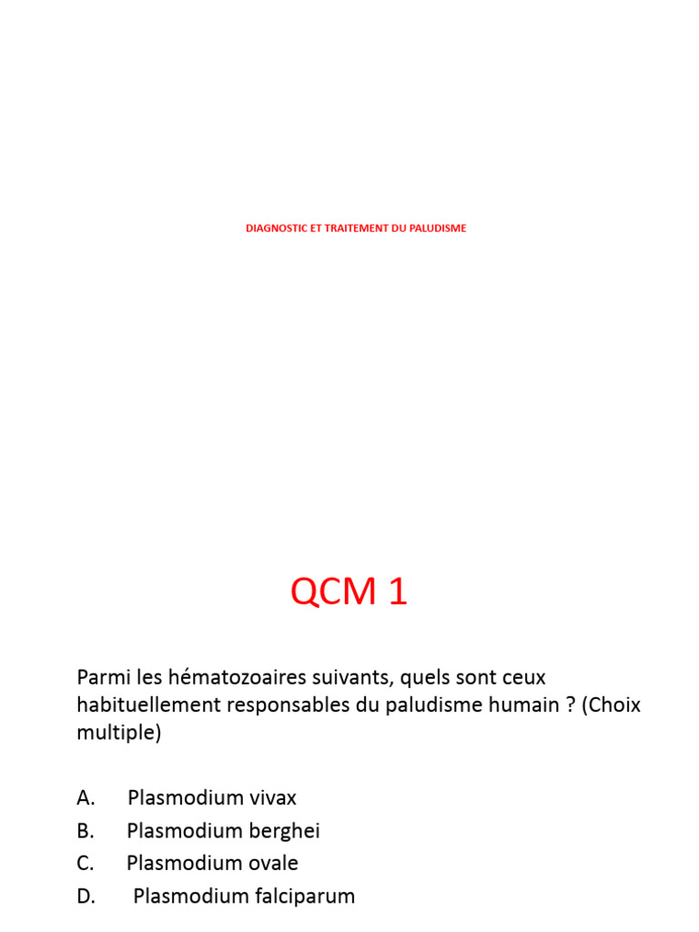 QCM ++++++maladies Infectieuses-1 | PDF | Paludisme | Plasmodium