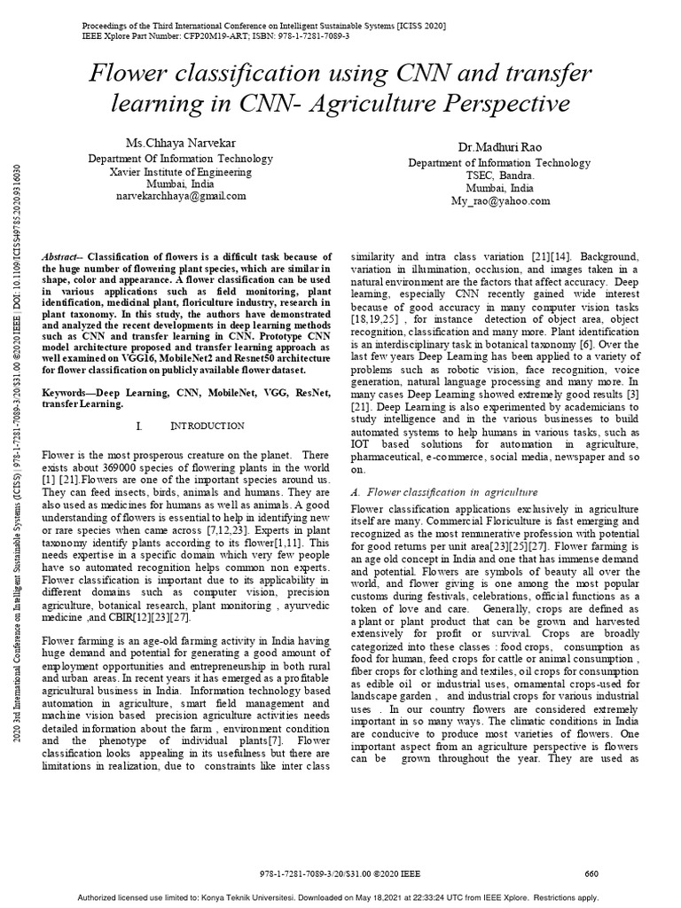 Flower classification using CNN and transfer | PDF | Deep Learning ...