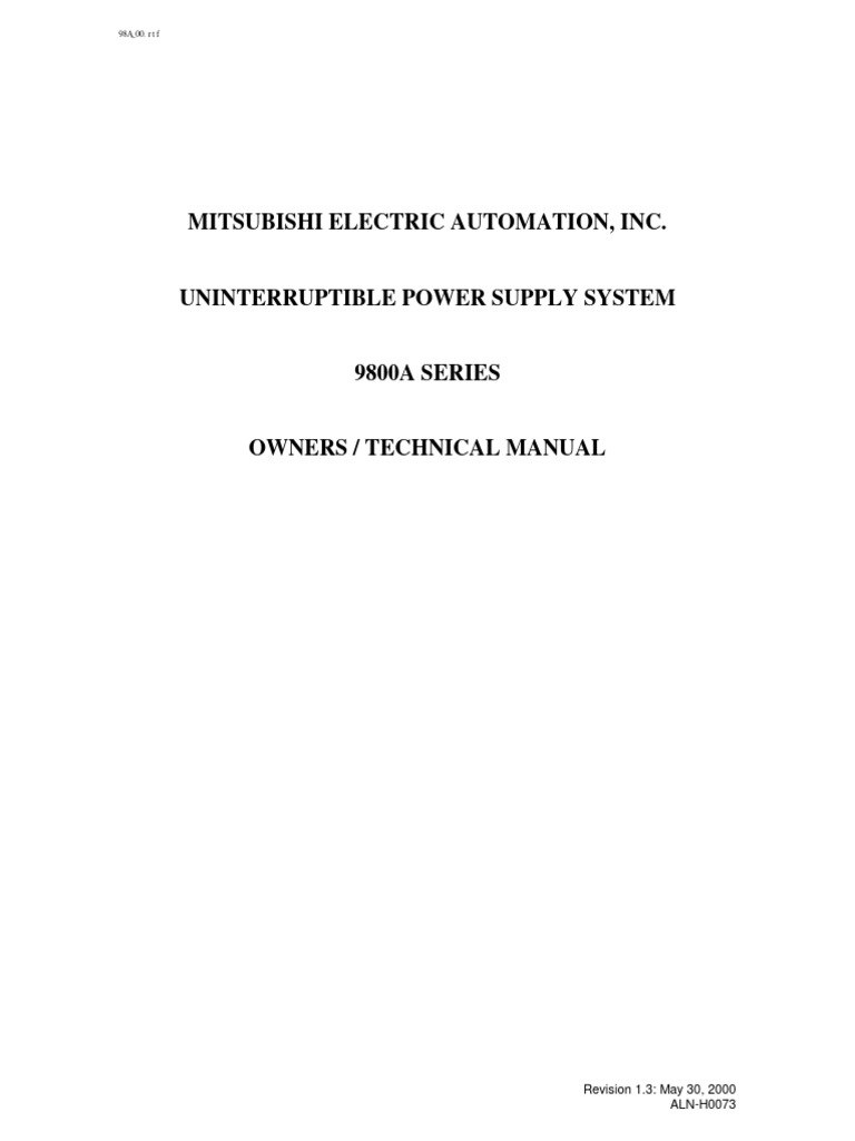 Mitsubishi 9800A UPS User Manual | PDF | Power Inverter | Rectifier