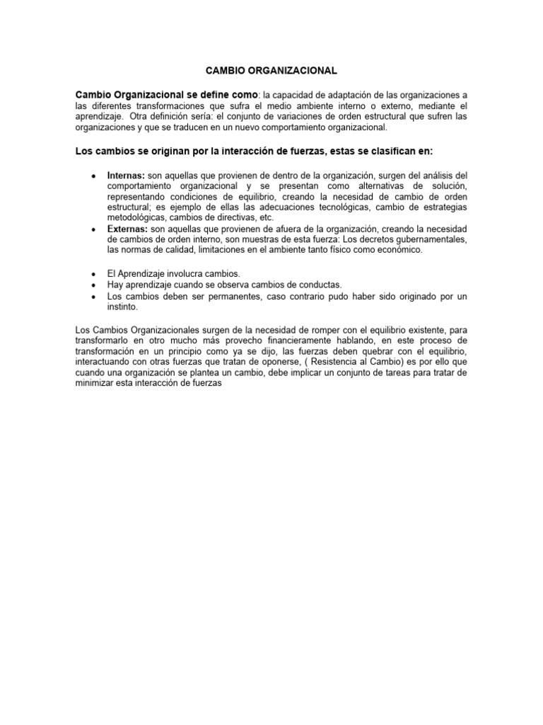 Cambio Organizacional | PDF | Aprendizaje | Business