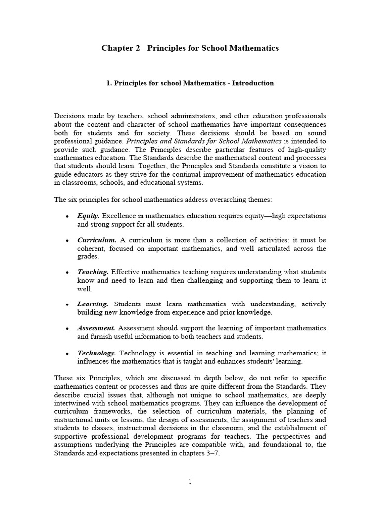 1 - Principles For School Mathematics | PDF | Educational Assessment ...