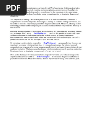 Dissertation Proposal Plan of Work