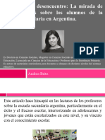 La Mirada de Los Profesores Sobre Los Alumnos de La Escuela Secundaria en Argentina.