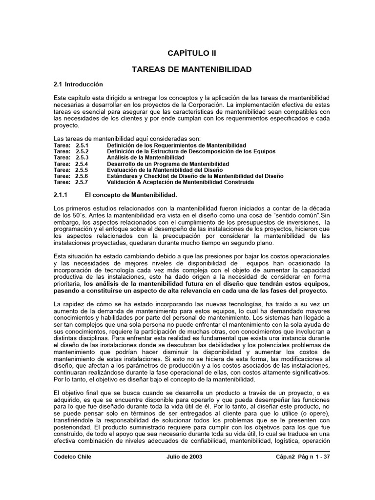 Tareas De Mantenibilidad En Proyectos Pdf Ingeniería De