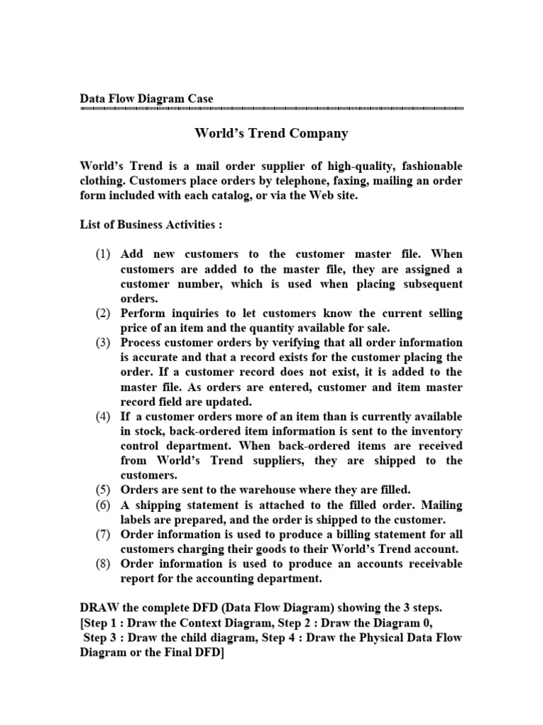 Data Flow Diagram for Order Processing | PDF