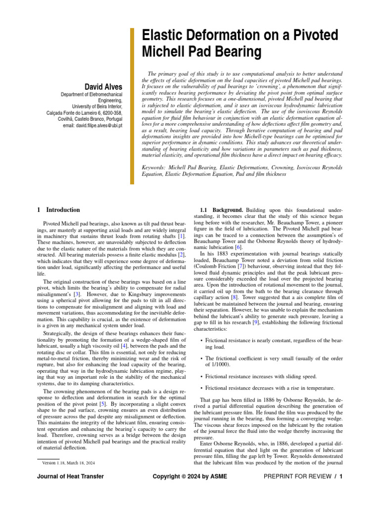 ASME Journal Article Template 5 PDF Bearing (Mechanical) Friction