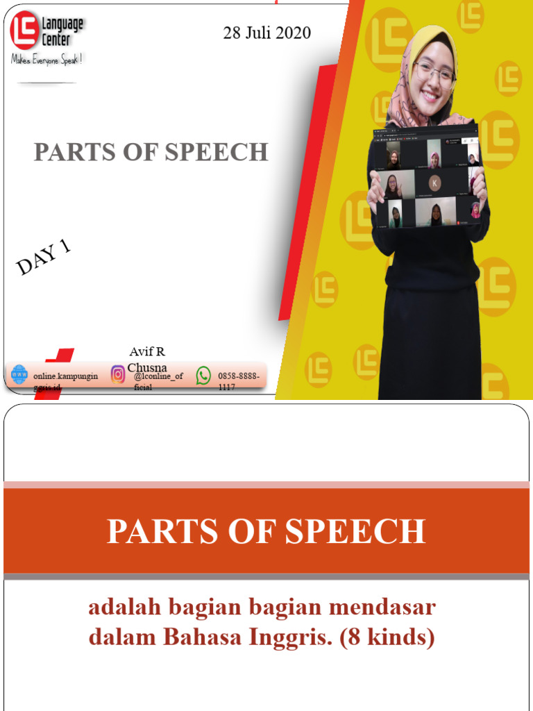 Day 1 Parts of Speech (1) | PDF | Part Of Speech | Noun