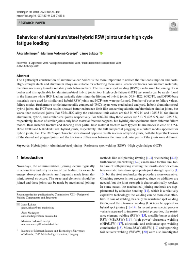 Automotive Hybrid Welding Analysis | PDF | Fatigue (Material) | Welding