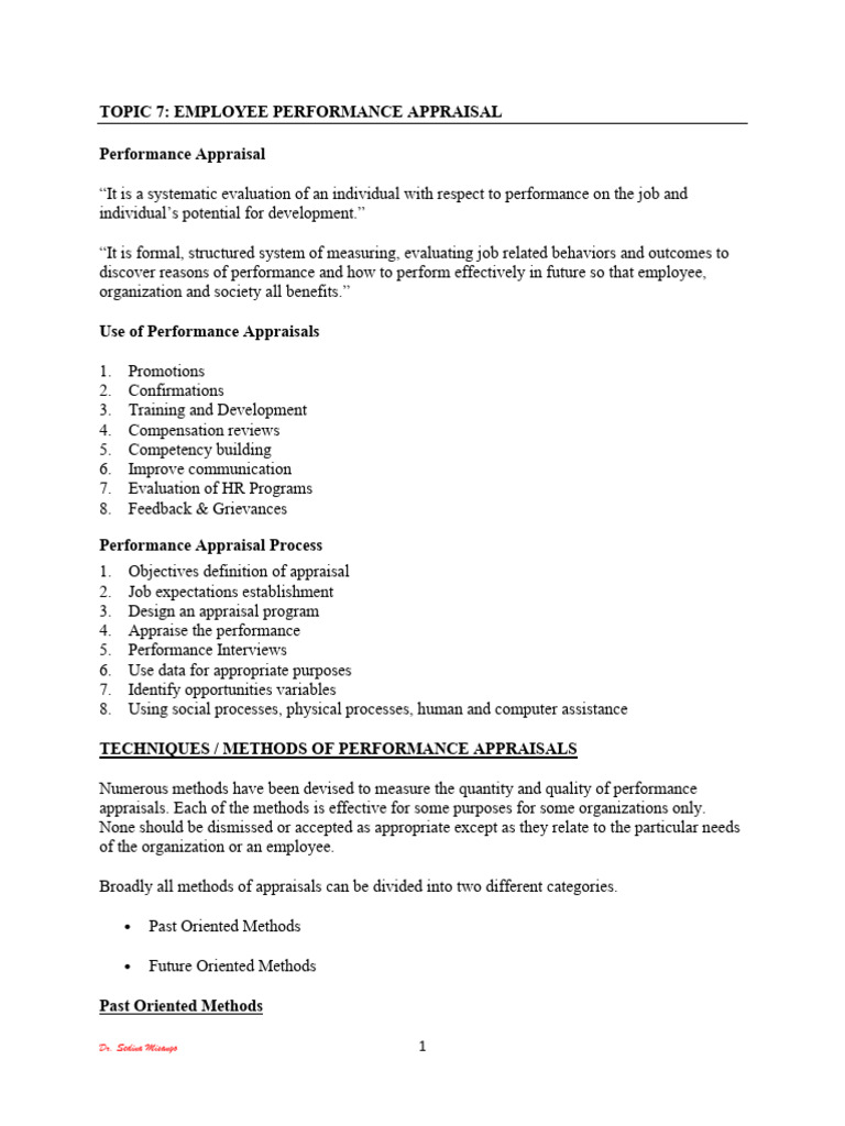 Employee Performance Appraisal Techniques | PDF | Performance Appraisal ...