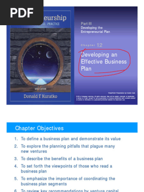 Kuratko9eCh12 - Developing an Effective Business Plan - Class