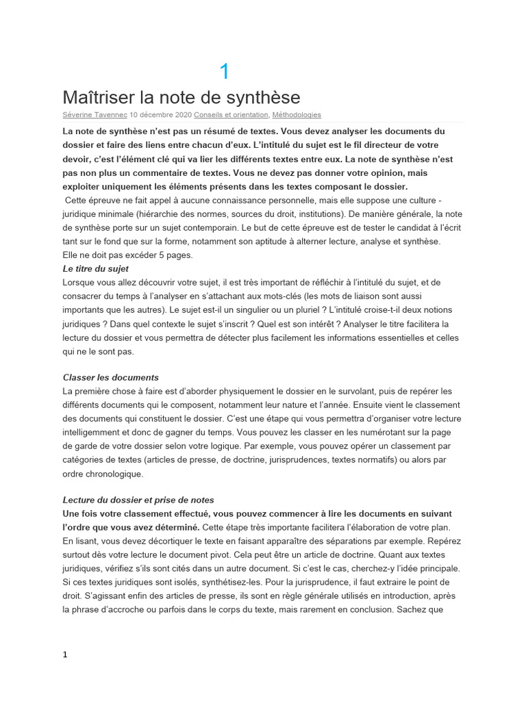 Guide complet pour la note de synthèse | PDF | Sujet (Grammaire) | Phrase