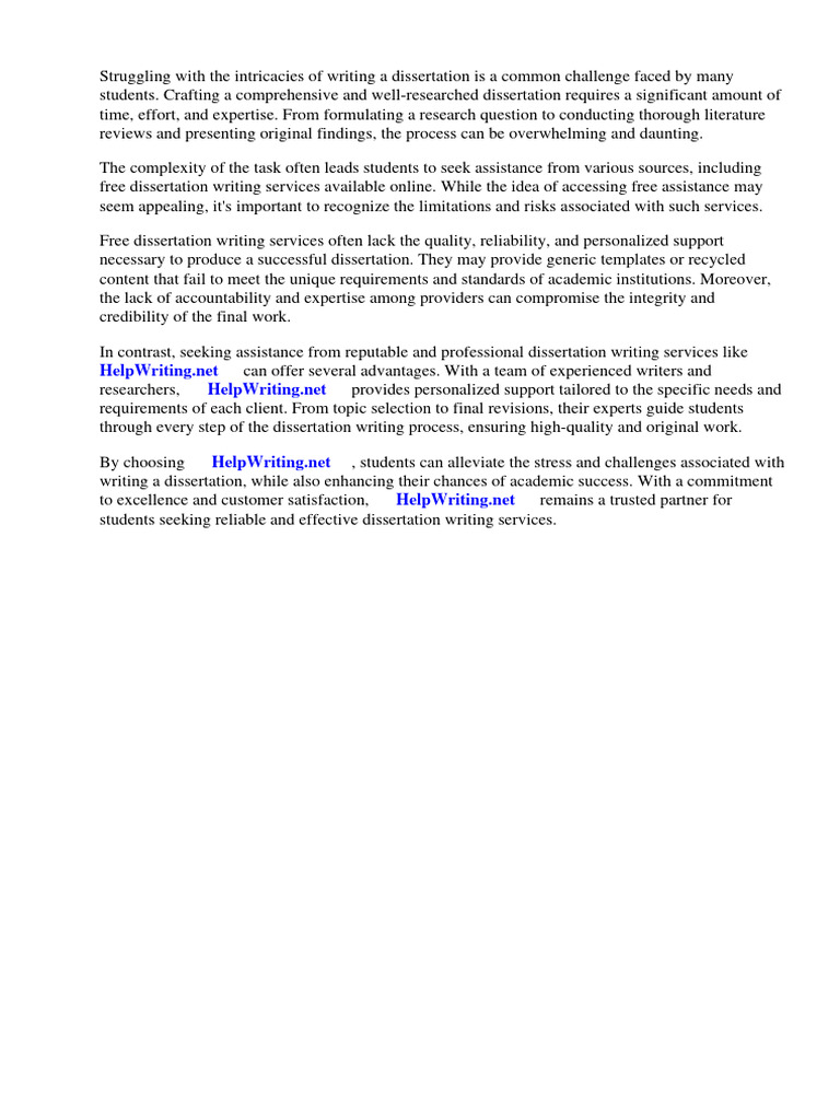 Free Dissertation Writing Services | PDF | Thesis | Doctor Of Philosophy