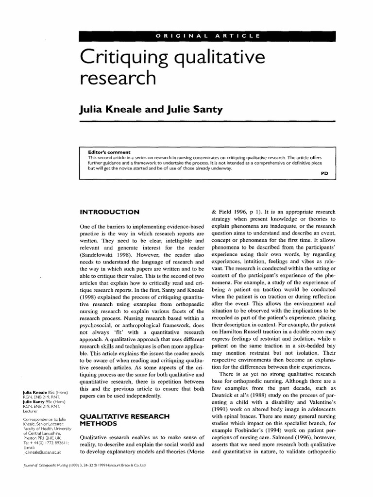 1 s2.0 S1361311199800831 Main | PDF | Qualitative Research | Methodology