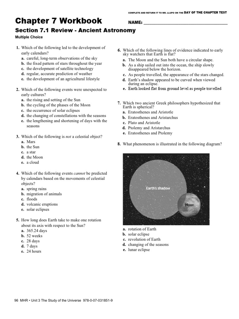 Ch7 Workbook ON Science 9 | PDF | Planets | Solar System