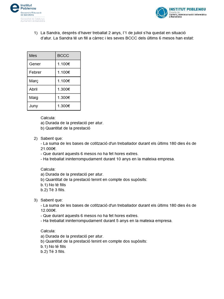 Primers Exercicis Atur 23-24 | PDF