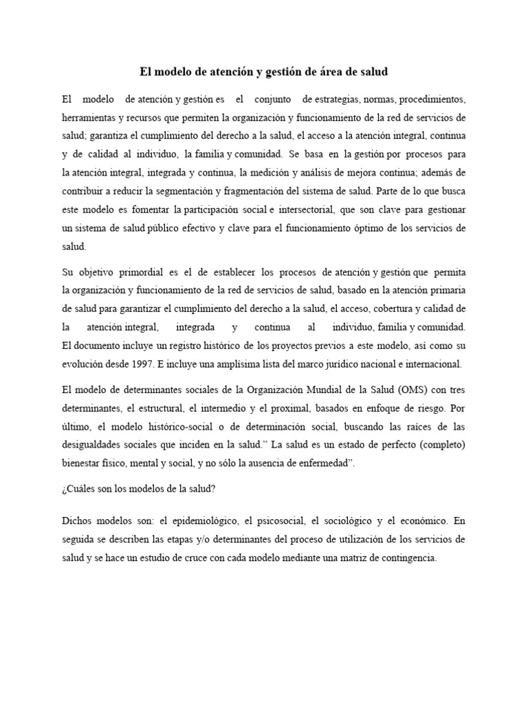 El Modelo de Atencion | PDF | Hospital | Organización Mundial de la Salud
