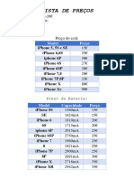 Lista de Preços de Trabalho