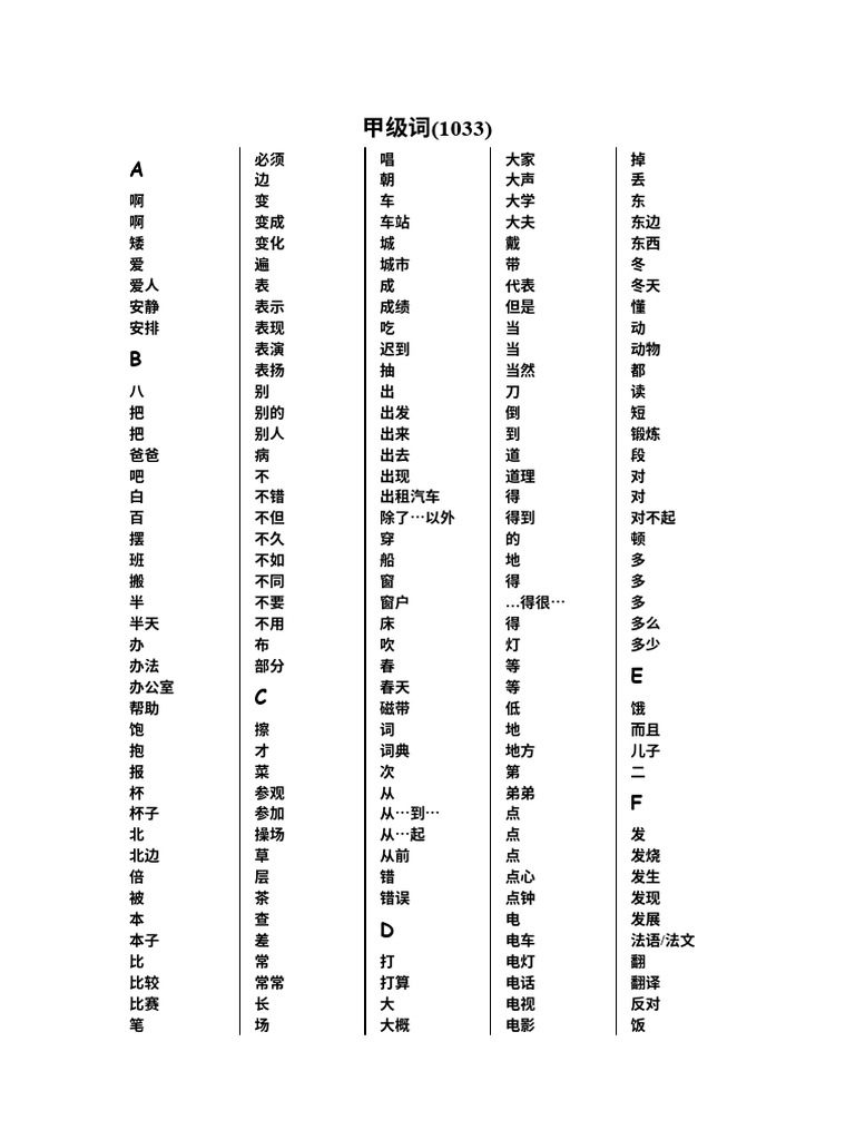 汉语水平词汇与汉字等级大纲 | PDF