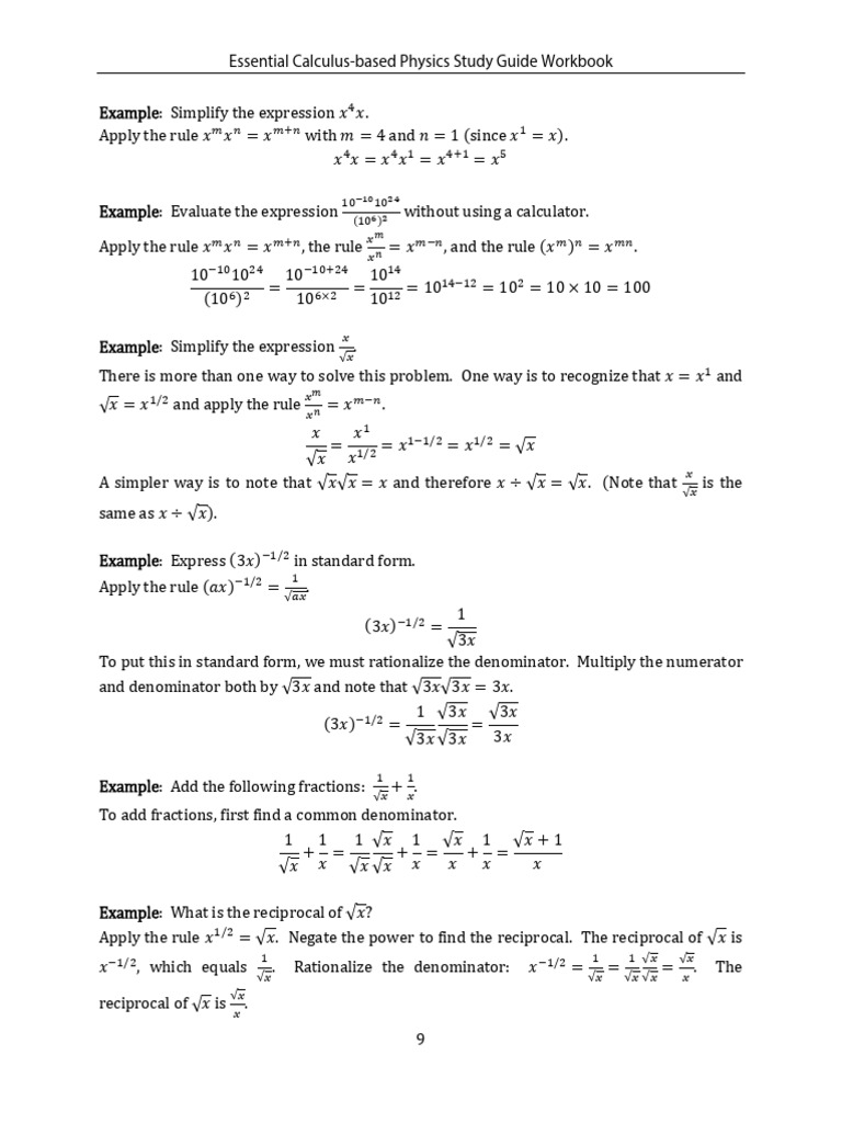 Essential Calculus-Based Physics Guide | PDF | Algebra | Mathematical ...