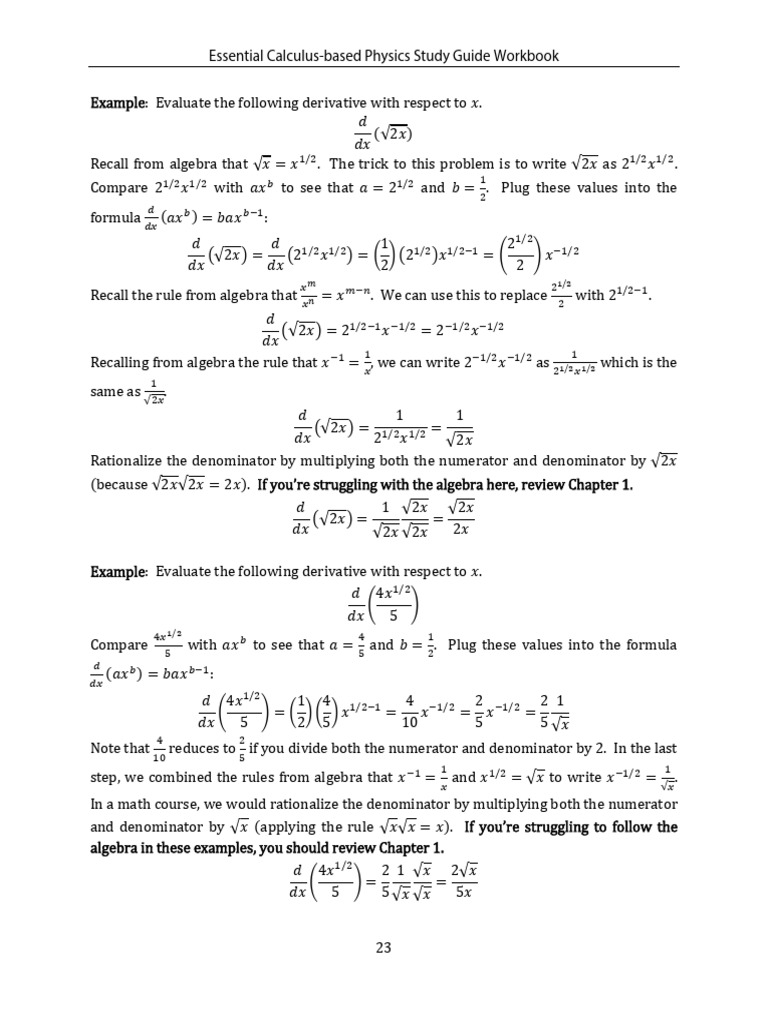 Essential Calculus-Based Physics Workbook | PDF | Mathematical Concepts ...