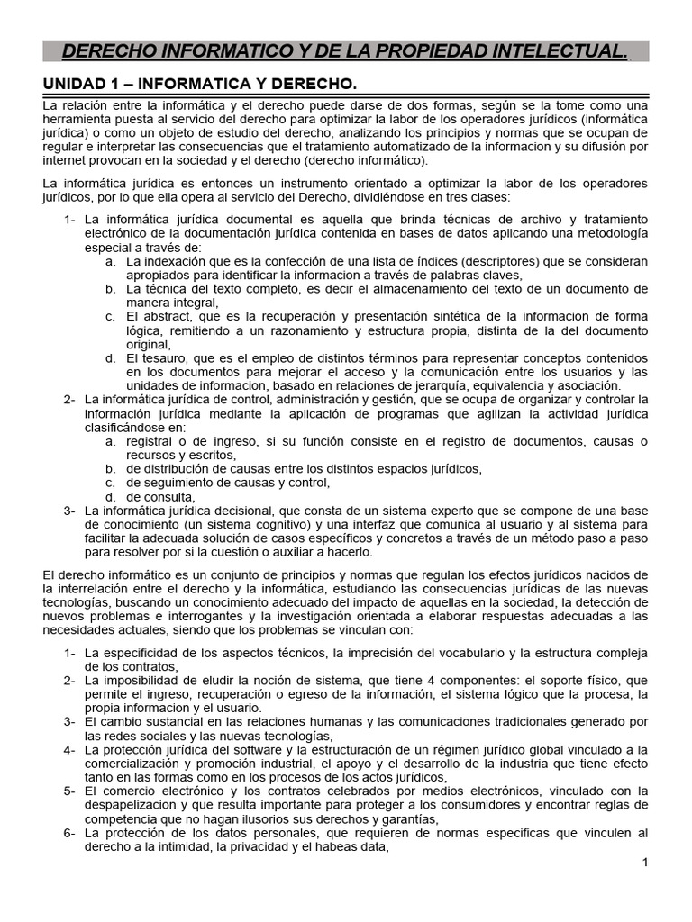 Derecho Informático y Propiedad Intelectual | PDF | Software libre ...